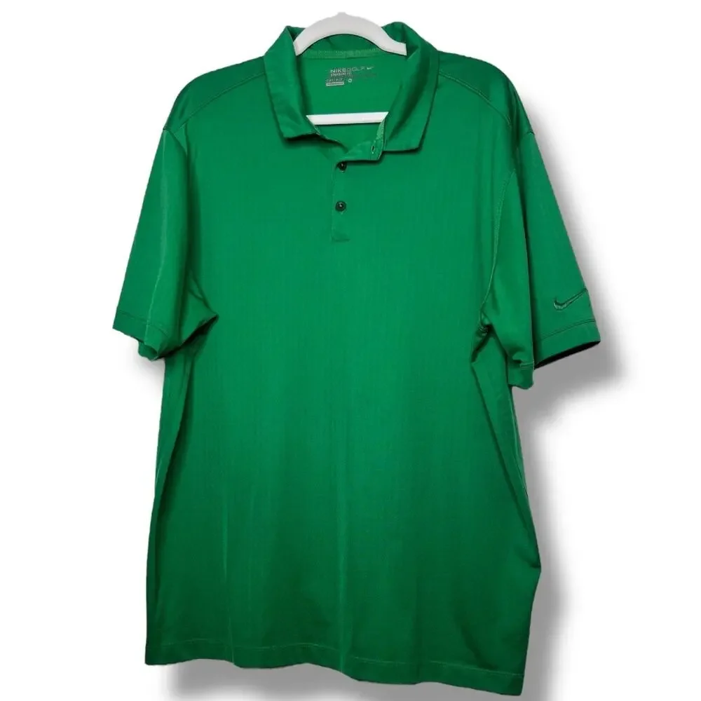 Men's Nike Golf Green Standard Fit Dri-Fit Polo Shirt Extra Large